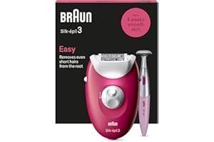Braun Silk-épil 3, Épilateur Filaire, Épilation Pour Une Peau Douce Pendant Des Semaines, Avec Tondeuse Pour Le Maillot, 3-202, Framboise