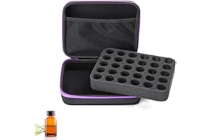 SRTSTR 30 Löcher ätherische öle Aufbewahrung Tragetasche Aufbewahrungsbox Tasche für ätherische öle Tragekoffer Tragbar Eva ätherisches öl Mit Griff Für 5ml, 10ml, 15ml Flaschen (Lila)