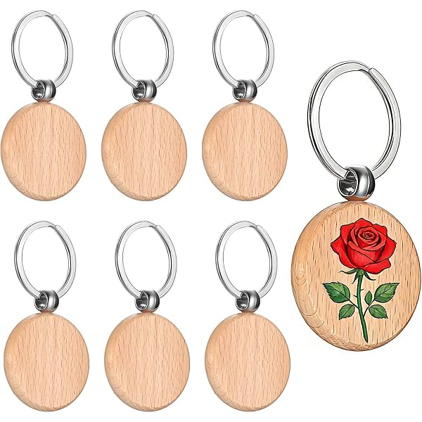 15 Pièces Porte Clés Bois Personnalisé Bricolage Porte Clés Bois