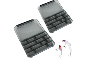 GENZYRE 2 Stücke Köderbox Angeln, Angelbox Wasserdicht Tackle Box Angeln Angelkoffer Angelzubehör mit Einzelne Fächer einstellbar für Angel Zubehör Koffer Berger Tasche Zite Fishing Angeltasche Angelblei