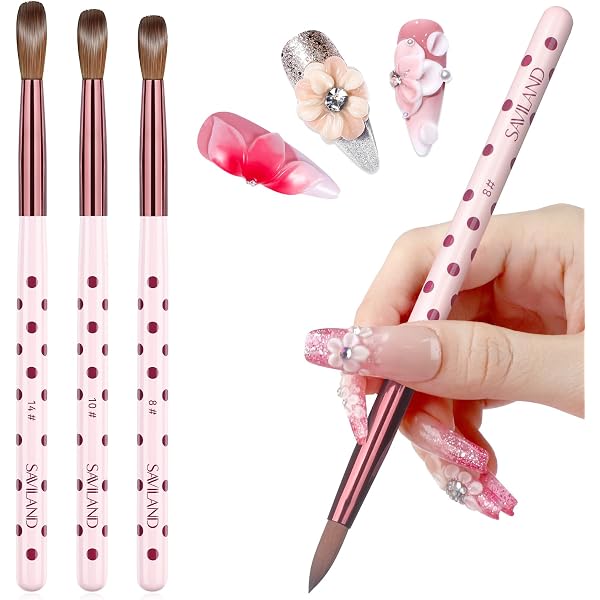 3-teiliges Acryl-Pinsel-Set Für Nägel – Größen 4, 8, 16, Mit Nylonborsten Für Verlängerung & Design