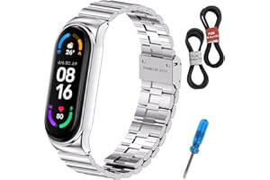 MIJOBS Correa de Metal para Xiaomi Band 6 Pulsera Miband 5/4/3 Correas de Reloj Miband 6 Correa de Acero Inoxidable Pulsera de Repuesto Compatibles con Xiaomi Mi Band 6/5/4/3 Correa de Metal