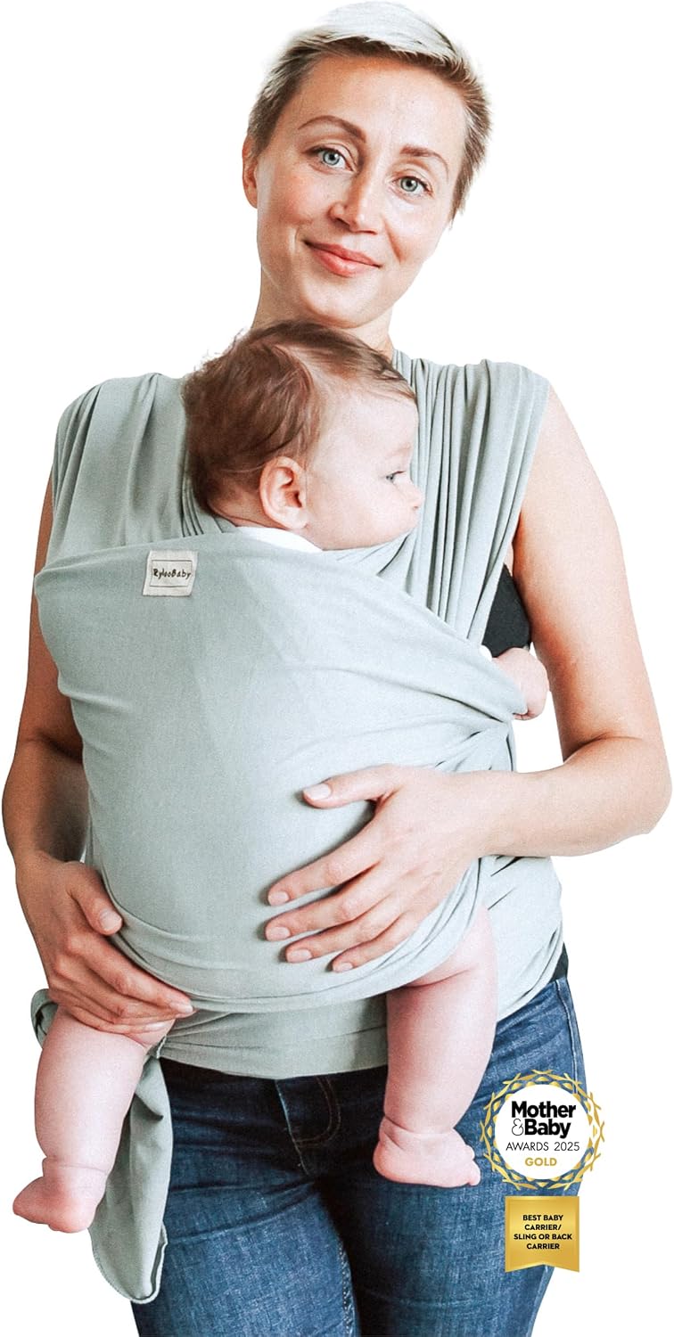 Baby Sling Wrap Newborn to Toddler Carrier 7-35lb - Soft Stretchy Baby Wrap Sling - Safety Tested - Hands-Free Baby Wrap Carrier - Newborn Sling (Sage)