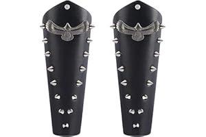 Thajaling 2 Pieces Medieval Archery Bracers, Vintage Eagle Rivet Bracers, Viking Leather Bracers, Punk Knight Bracers for Women Men