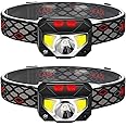 SKY-TOUCH 2-Pack Rechargeable Headlamp Flashlight, 800 Lumens Motion Sensor Head Lamp, Ipx4 Waterproof, Bright White Cree Led & Red Light, Perfect For Running, Camping, Hiking & More