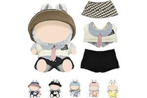 ePicsoa Bekleidung für 17cm Labu-bu Plüsch, Kuscheltier Kleidung Outfit nur Bekleidungs zubehör, Niedliche Mini Plüsch Pullover Hoodie Bekleidung DIY Kinder Geschenke (Braun)