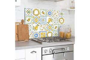 Deco Italia Paraschizzi in Alluminio Limoni Provenza per Retro fornelli Cucina, Pannello Schienale ignifugo | 72 x 48 cm