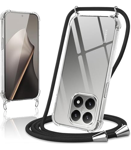 Custodia Collana per Cellulare Compatibile con Xiaomi Redmi Note 13 4G - Cover Silicone TPU Protettiva Trasparente - Custodia indossabile per Collo - Case a Tracolla con Cordina, Argento