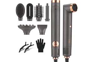 BESTBOMG Air Styler 6 in 1 Modellatori ad Aria Calda, 110000 RPM Hair Styler Spazzola Asciugacapelli Multifunzione, Ferro Arricciacapelli ad Aria Calda Automatico, Spazzola per Lisciare i Capelli