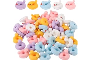 Lyreh 50szt Kaczuszki Żywiczne, 2x2cm Mini Kaczki Letnie Koło do Pływania Miniaturowa Mała Słodka Zabawka Z Żywicy Akcesoria Urodziny Upominek Krajobraz Ozdoba DIY Dekoracja (5 Kolorów)