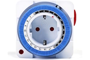 DEWIN Temporizador Enchufe, Enchufe Temporizador Programable 24 Hours 96 Segmentos de Conmutación Interruptor de Enchufe Mecánico Programable 16A AC 230V