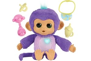 Fingerlings Care ‘n’ Cuddles Interactive Baby Monkey, Sunny (Purple), Toys for Kids Age 3+, 150+ Sounds and Reactions, Heart Lights Up