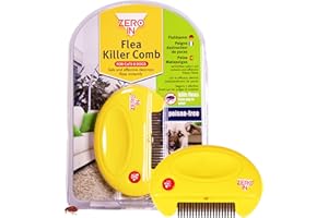 ZERO IN Dicoal Peine de Púas Antipulgas - Funciona con 2 Pilas Alcalinas AAA - con Indicador LED - Leve Descarga para Eliminar Pulgas y Garrapatas - No Daña a Las Mascotas - Repelente de Pulgas