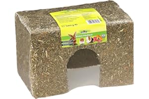 Dehner Nagersnack, Nagerfutter, essbarer Unterschlupf für Zwergkaninchen / Nager, Blüten-Heuhaus, 300g (1er Pack)
