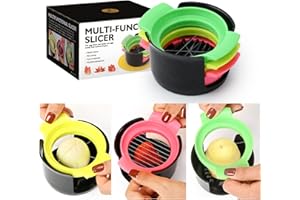 PECEWLOS Cortador de huevos, 3 en 1, separador de huevos para huevos duros, herramienta de corte de huevos cocidos para cortadores de kiwi, tomates y huevos cocidos