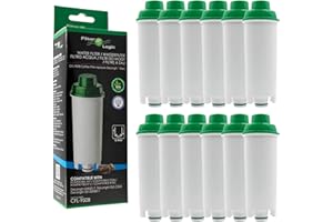FilterLogic CFL-950B | 12x Filtre à eau compatible avec DeLonghi DLS C002, DLSC002 Cartouche filtrante pour machines à café Magnifica Rivelia Eletta Primadonna Maestosa Dinamica Autentica ECAM