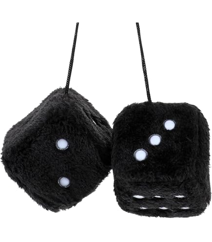 Suex Branded Hoe &ap; Car irrior Hanging Fluffy Furry Dice (Black with White Spots) – Bigaart