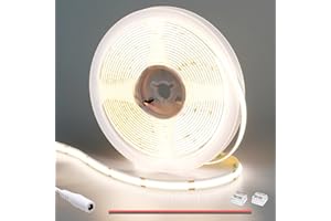 GOMING 24V COB Ruban LED Blanc Naturel 4000K 312LED/M 5M CRI 93+ Haute Luminosité 4100lm Non étanche Flexible Découpable Bande LED pour Maison Cuisine Décorer(Sans Alimentation)