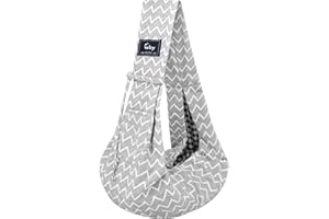 CUBY Tragetuch Hunde Haustier Katze,Gepolsterter Schultergurt aus Baumwolle mit Reißverschlusstasche, verstellbarem Schultergurt, Ein-Schulter-Umhängetasche für Haustiere, Reisetasche (Graue Streifen)