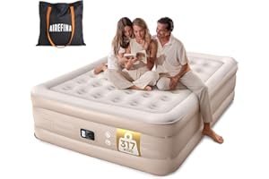 Airefina Inflatable Mattress, Air Bed, King Size Airbed with Built-in Electric Pump, Blow Up Mattress in Fast Self-inflating with Flocked Surface, Guest bed for Family Camping - 203x152x46CM