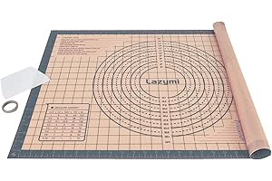 Lazymi Antidérapant Tapis de Cuisson en Silicone extra épais, Anti-Adhérent Feuille de Cuisson Patisserie avec Mesures, Tapis de Four pour Pizza/Biscuit/Pâte (avec Coupe-Pâte) (71×51 cm, Gris)