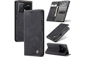 Azororo Handyhülle für Xiaomi Poco X6 Pro 5G Hülle Premium Lederhülle Flip Case Magnet Tascher Kartenfach Standfunktion Klapphülle Schutzhülle für Xiaomi Poco X6 Pro, Schwarz