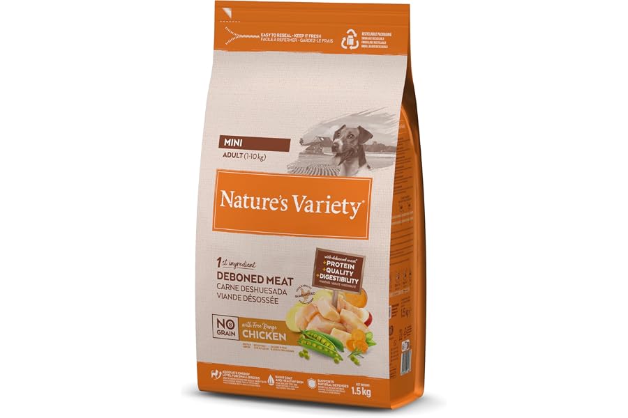 Nature's Variety No Grain Pienso para Perros Adultos con Mini con Pollo - 1,5kg