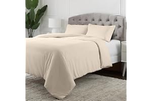 Mellanni Bedding Sets King Size - Non-Iron, Button Closure & Corner Ties - Soft Brushed Microfibre Duvet Cover Set - Quilt Cover With 2 Pillow Cases 50x75 cm - (King 230x220 cm, Beige)