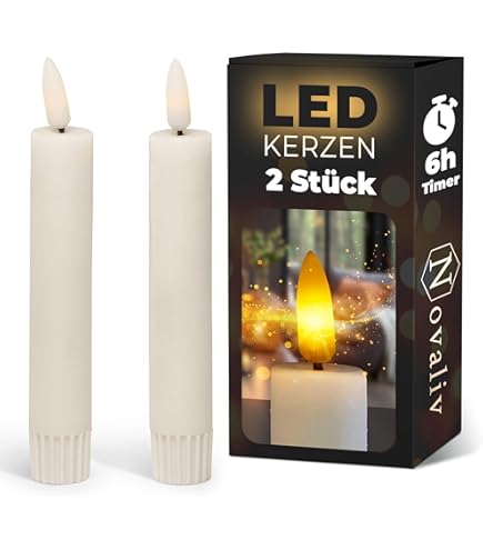 Novaliv LED-kaarsen met timer GRIJS 4 stuks binnen 6 uur - ECHTE WAS 15