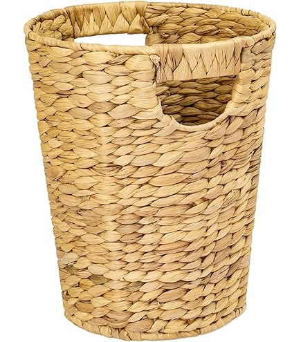 Corbeille à Déchets En Osier Avec Couvercle - 23x28 Cm, Tissée En PP, Pour Salon, Chambre, Salle De Bain