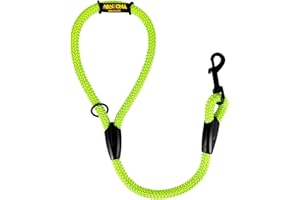 AVANZONA Correa Corta, Adiestramiento y Antitirones para Perros Grandes Medianos Pequeños. Hecho en España. 60cm. Verde Flúor