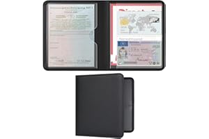 RSAquar Porta Documentos para Coche – Funda Compacta de PU para Registro del Vehículo, Seguro y Permiso de Conducir – Organizador para Guantera (Negro)