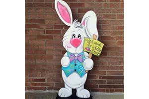 GLÜCKSVOGEL Osterhase Osterdeko Hase Gartendeko Figur Vintage Frühling Gartenstecker Osterstecker Handmade Garten Stecker Deko Ostern Hase Werbeschilder Gartenschilder für draußen drinnen (NK-A, One Size)