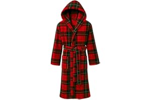 ADORE HOME Mens Hooded Fleece Dressing Gown Soft Cosy Warm Bathrobe Hood