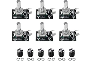 6 stycken KY-040 Rotary Encoder-modul, 360 graders rotationskodarmodul, potentiometer digital pulsutgång, elektroniska komponenter för bilelektronik, multimedialjud.