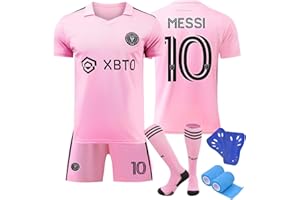 PEIFOON Fussball Triko Kinder/Erwachsene Set, Nr.10 Heim/Auswärts Fußball Trikot, Schnell Trocknendes Atmungsaktives Fußballtrikot mit Fußball-T-Shirt, Shorts, Stutzen, Schienbeinschoner und Faservlies