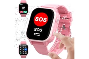 JANOLTY Kinder Smartwatch Telefon - Touchscreen Kinder Smartwatch,Kinder-GPS-Uhr mit Echtzeit-Ortung und Wasserdichtigkeit IPX8 (mit Anruf Sprachnachricht SOS Taschenlampe Digitalkamera Wecker)