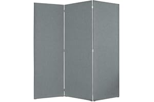 DESHOME - Separe divisorio interno dal design moderno, tessuto idrorepellente struttura in legno 3 ante - Separè divisorio paravento richiudibile pieghevole (Grigio polvere)