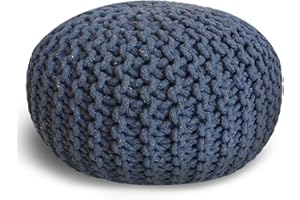 Casamia Pouf Ø 55 Sgabello/pouf a maglia, 45 cm, per interni, diametro 55 cm, colore blu scuro