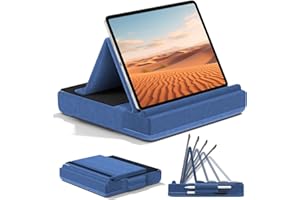 KDD Supporto per iPad - Cuscino con Visione Multiangolare, Porta Tablet con Supporto per Stilo, Compatibile con iPad Pro 12.9 Air Mini, Telefoni, Libri, Blu