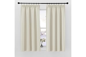 PONY DANCE Tende Termiche Isolanti per Interni con Fettuccia 2 Pezzi 140x160 CM Tenda Oscurante Cameretta Bimba Curtains per Cucina Finestra, Beige Chiaro