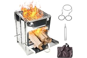 Lixada Campeggio Stufa In Acciaio Inox Pieghevole Zaino Stufa A Legna Mini Barbecue Grill con Borsa Da Trasporto per Campeggio Escursionismo Cucina