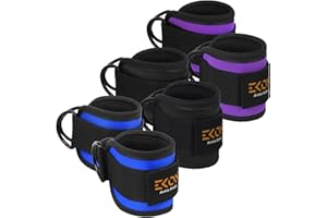 EKON FITNESS EKON Ankle Straps for Cable Machines Weightlifting Gym Workout Fitness Double D-Ring Neoprene Ankle Cuffs for Legs, Abs and Glute Exercises With Neoprene Padding Men & Women