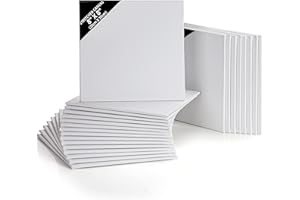 Kurtzy Pack de 24 Lienzos para Pintar en Blanco 20 x 20 cm – Set Panel de Lienzo Cuadrado Preestirado – Aptos para Pintura Acrílica y al Óleo - Lienzo Blanco para Bocetos y Dibujos