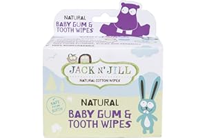 JACK N' JILL ................. SINCE 1949 Jack N' Jill Kids Natural Baby Gum & Tooth Cotton Wipes, Steam Sterilised & Gently Textured, Cleanses Mouth & Gums Before Emergence of Teeth, Safe From Birth - 1 x 25 Pack