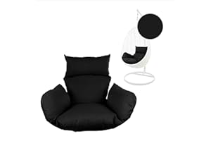 Kideo® Sitzkissen für Hängesessel, Swing Chair Kissen, Ersatzkissen, Wechselkissen, waschbar, 2-teilig, schwarz (Nest, 9999 Black)