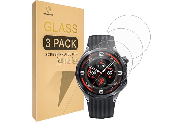 Mr.Shield 3-pack Härdat Glas skärmskydd för OnePlus Watch 3 | 9H hårdhet, Reptålig, kristallklar HD, responsiv touch, inga luftbubblor