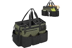 OUUTMEE Reinigungstasche 20 x 38 x 26 cm,Mit herausnehmbarem Fach Tote Reinigungstasche，Tragbarer Organizer für Reinigungsmittel Mit verstellbarem Schultergurt，Grün Groß