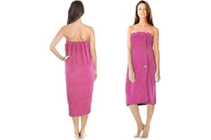 JOKISA Toalla de sauna para mujer, toalla de sauna con botones, toalla de sauna para mujer de microfibra de 400 g/m², con bolsillos y banda elástica, vestido de toalla para mujer, adecuado para sauna, baño,