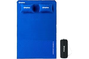 KingCamp Self Inflating Camping Mat Double Self-inflating Pads Inflatable Air Bed Roll up Mattress Lightweight Wide Sleeping Pad with 2 Pillows for Camping Hiking Outdoor Indoor 198 x 130 cm